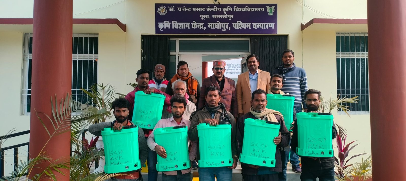 Krishi Vigyan Kendra, Madhopur distributed machines to farmers for slide project for irrigation