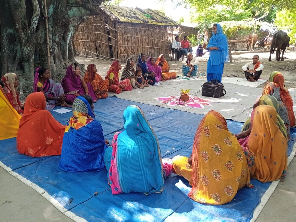Women receiving training to protect goats PEARL
